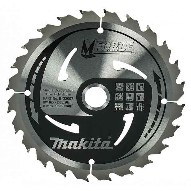 Makita - Pilový kotouč na dřevo 165x20 mm, 24 zubů B-32007