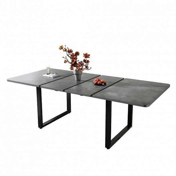 Modfu JÍDELNÍ stůl z MDF 220x90x75 cm šedý rozkládací pro 6–10 osob