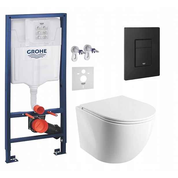 Podomítkový Wc set Grohe s mísou Spmwbm a tlačítkem Černý Mat