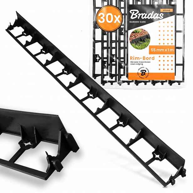 Trávníkový Lem 30 m 55 mm Zahradní Palisáda Trávníku Plast Us-p