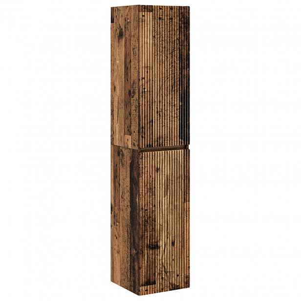 vidaXL Nástěnná koupelnová skříň Staré dřevo 33 x 34,5 x 160 cm
