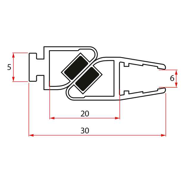 Gelco Set magnetických těsnění 45° pro sklo 6mm a profil, 1900mm (2ks)