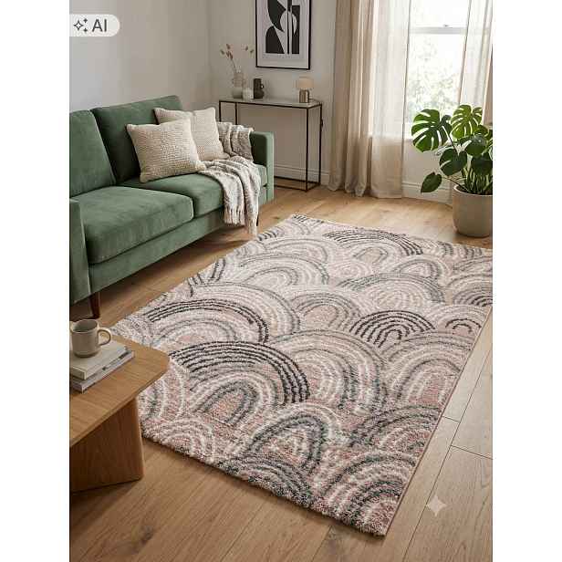 Koberec do obývacího pokoje 160 x 230 cm, vícebarevný, měkký vlas, plyšový