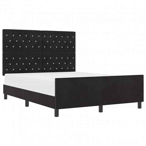 vidaXL Postel s boxspringem s čelo Černá 140 x 200 cm samet