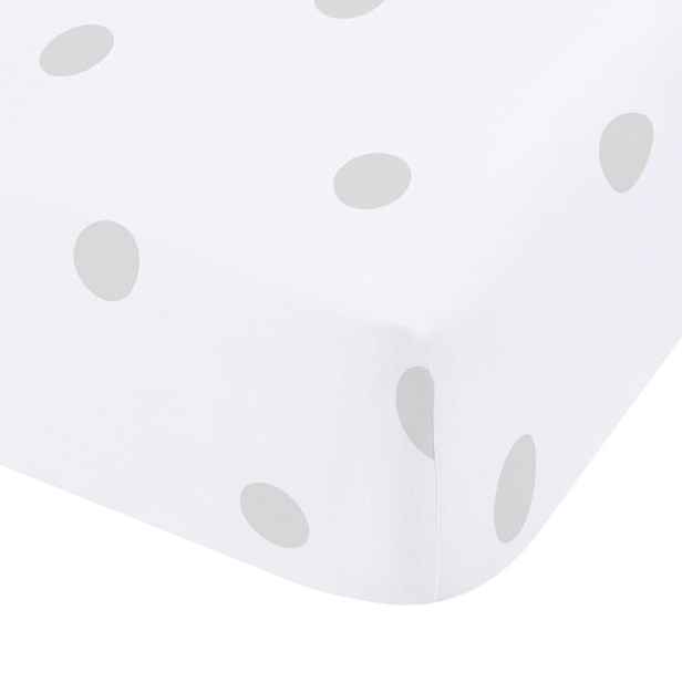 Bílé/šedé napínací flanelové prostěradlo 90x190 cm Polka Dot – Catherine Lansfield