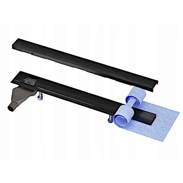 Lineární odtok 60 cm nízký boční černý kompletní set Waterway
