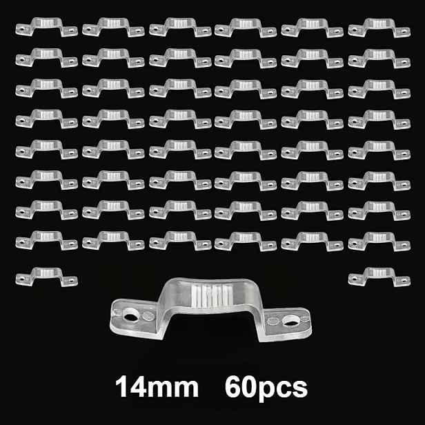 TEMU 60 ks montážních klipů pro LED pásky (bez šroubů) - 14 mm / 17 mm klipy pro LED pásky, vhodné pro 5050, 3014, 5730, 2835 (bez LED pásku)