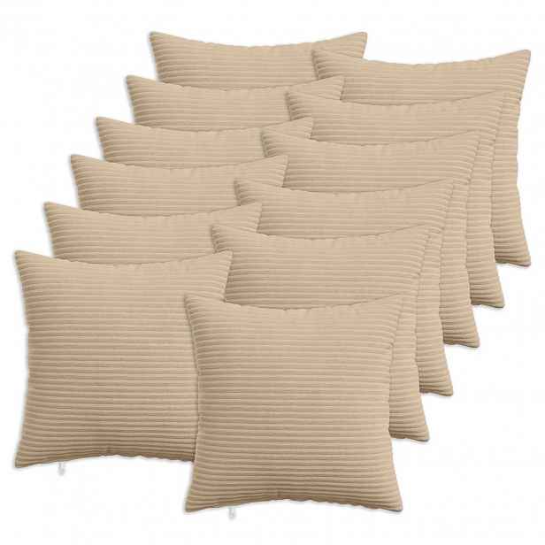 vidaXL Povlak na polštář 12 pcs HEERLEN Taupe 45 x 45 cm manšestr