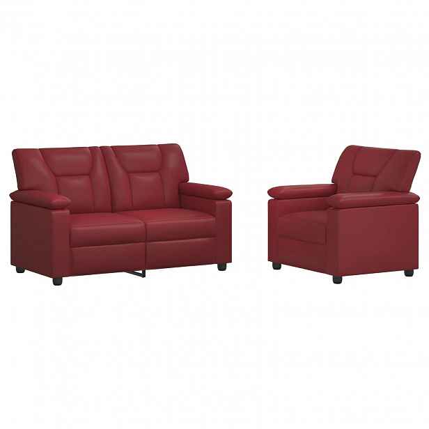 vidaXL Set pohovek 2 pcs Víno Červené Umělá kůže