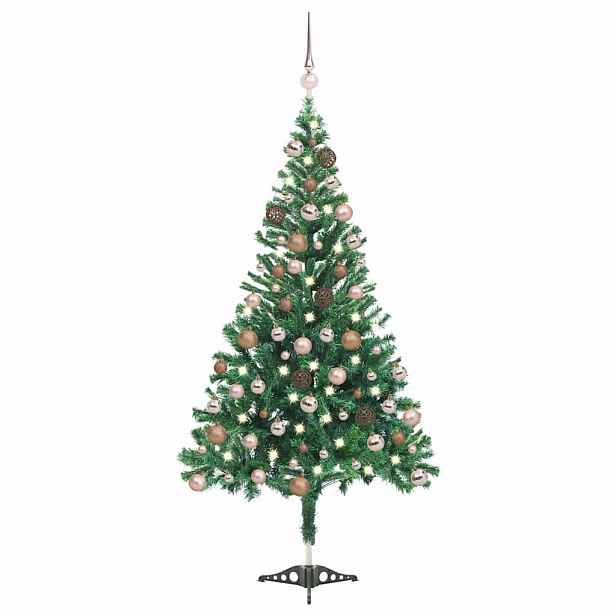 vidaXL Umělý vánoční stromek s LED a sadou koulí 180 cm 564 větviček