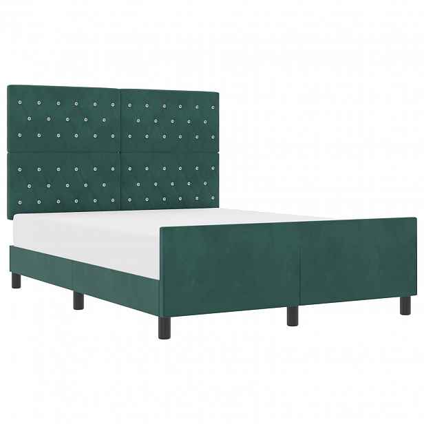 vidaXL Postel s boxspringem s čelo Tmavě zelená 140 x 200 cm samet