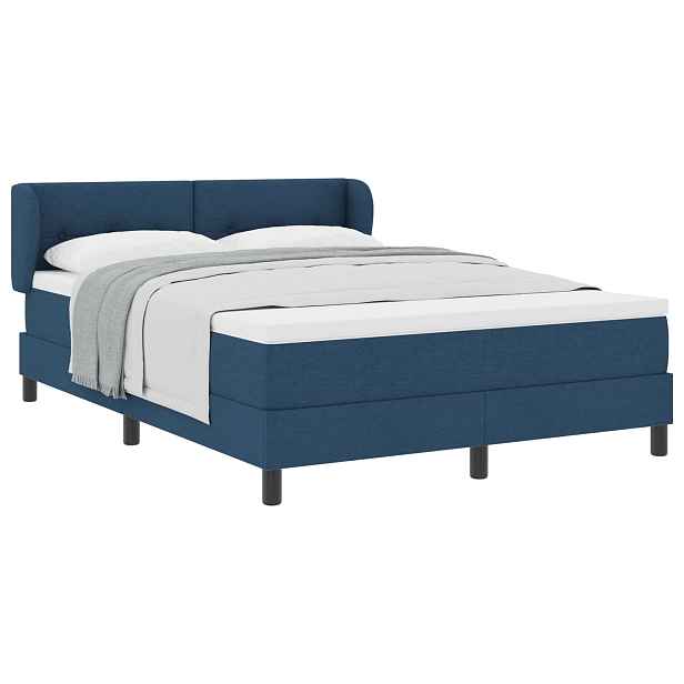 vidaXL Postel s boxspringem s čelo Modrá 140 x 190 cm textil