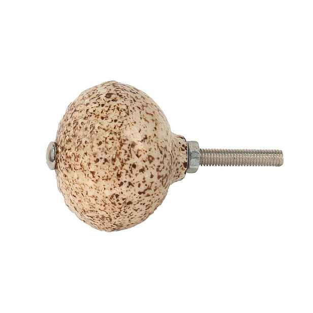 Béžovo-hnědá keramická úchytka s mramorováním - Ø 4*4cm Clayre & Eef