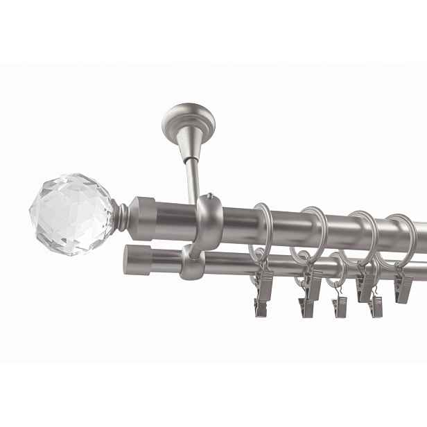 Dvojitá Garnýž Stropní Karniš Kovový satén mix koncovek 25+19 mm 280 cm