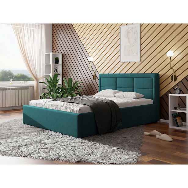 Jednolůžková postel s úložným prostorem a roštem 120x200 PALIGEN 2 - modrá