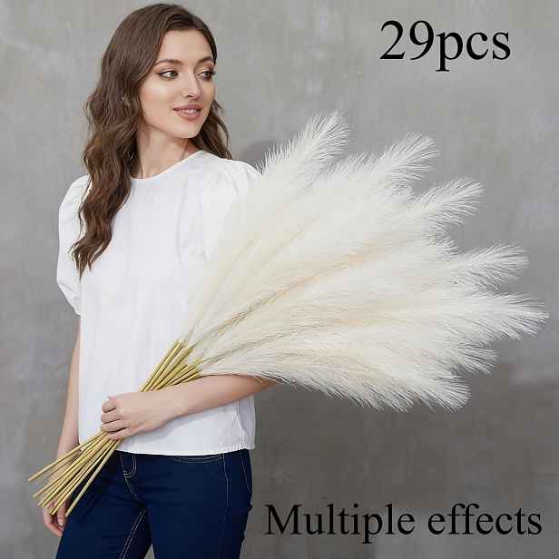 TEMU 29ks 27,5-palcová / 70cm netřepivá umělá tráva Pampas, nadýchaná umělá Pampas, svatební květinová aranžmá v bohémském stylu, dekorace do vysoké