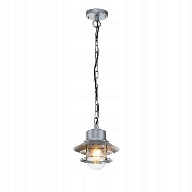 Venkovní závěsná terasová lampa industriální stříbrná na řetězu Elstead
