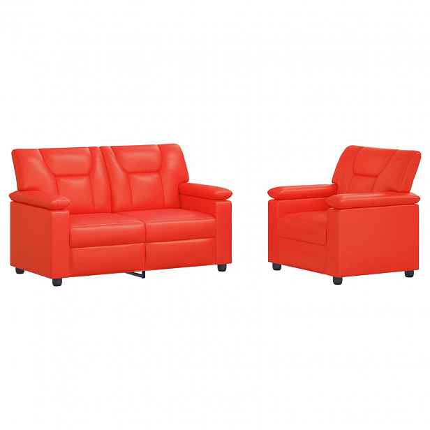 vidaXL Set pohovek 2 pcs Červená Umělá kůže