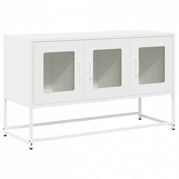 vidaXL TV skříňka bílá 100,5x39x60,5 cm ocel válcovaná za studena