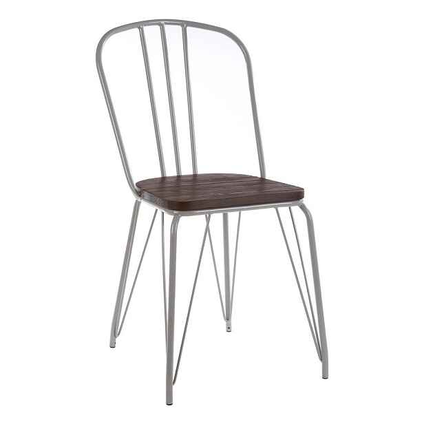 Šedá/v tmavě přírodní barvě jídelní židle z jilmového dřeva District – Premier Housewares