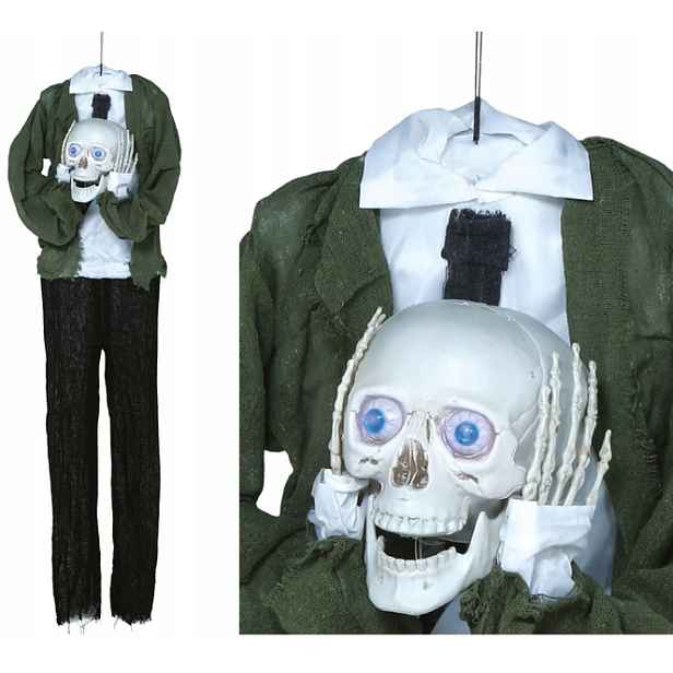 Závěsná Dekorace Interaktivní Lebka V Dlaních 145 CM Halloween