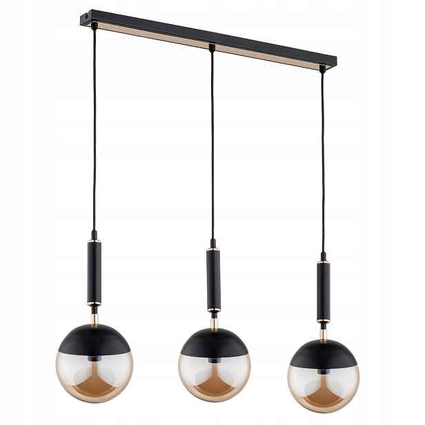 Závěsná lampa černo-zlatá skleněné koule 3xE14 Marakas Alfa