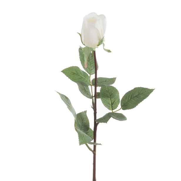 Dekorace umělá bílá růže poupě Anice - 74 cm J-Line by Jolipa