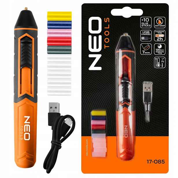 Pistole na lepení horkého lepidla propiska akumulátorová 7 mm Usb-c Neo