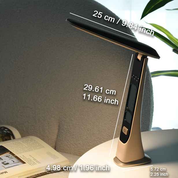 TEMU WILIT Skládací Studijní Lampa s Plynulým Stmívacím Ovládáním, s 1800mAh Baterií pro Bezdrátové Použití. Zobrazuje Čas a . LED Studijní Lampa