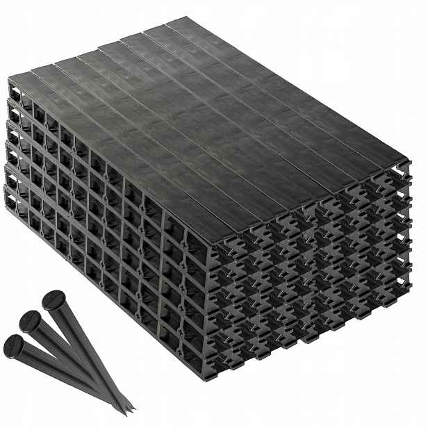 Zahradní lem elastický černý border 4,5 cm 50 m 250 kotvících kolíků trávníků