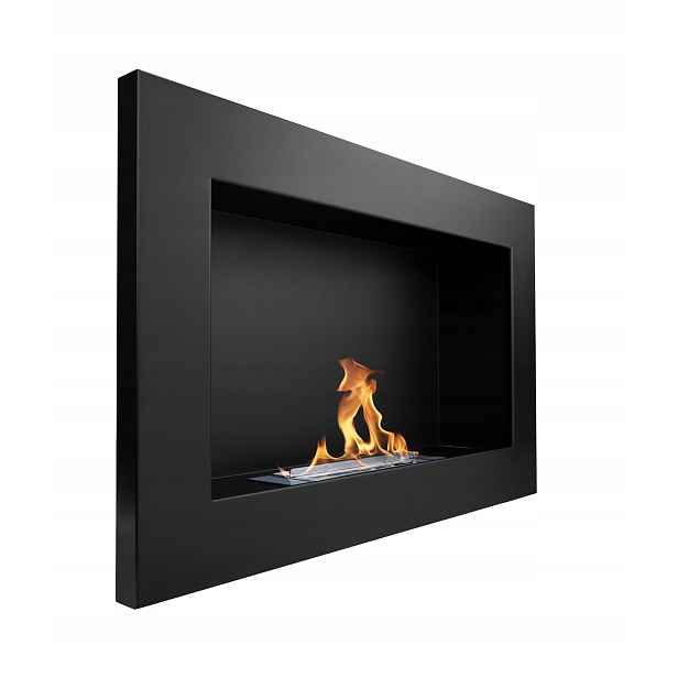 Závěsný biokrb 65x40x12 cm Regulace plamene Černý strukturovaný mat