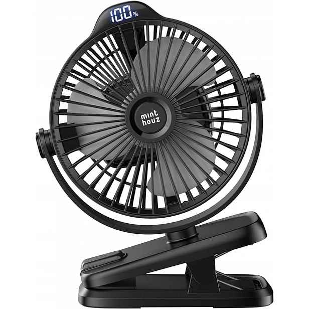 Minthouz Stolní ventilátor s klipem, 8000 mAh, Usb ventilátor, 5 rychlostí