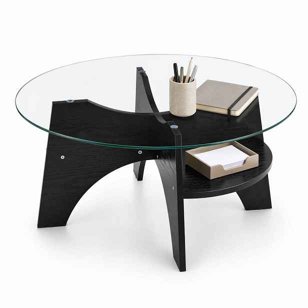 STILVORA KONFERENČNÍ STŮL kulatý v černé barvě moderní odkládací stolek do jídelny a obýváku Ø80x36 cm