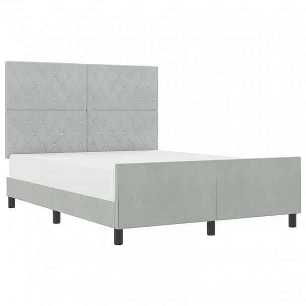 vidaXL Postel s boxspringem s čelo Světle šedá 160 x 200 cm samet
