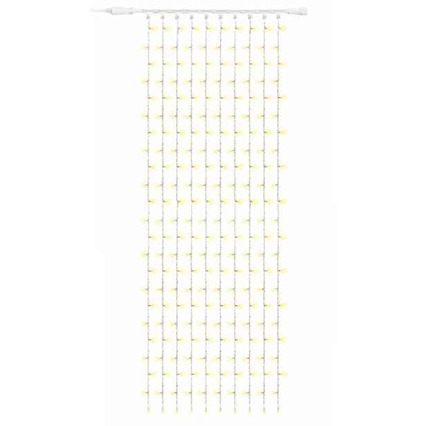 Easy Fix LED světelný závěs venkovní, 100 × 300 cm, teple bílá s FLASH, 300 diod, bílý kabel, IP67, prodlužovací