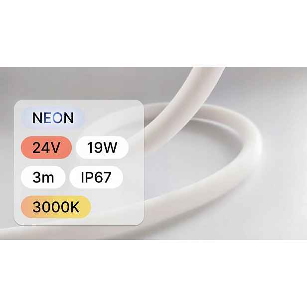 Neon Led Round 3 m – Ø16 mm White Matt – 24V19,2 W/m IP67 flexibilní lampa