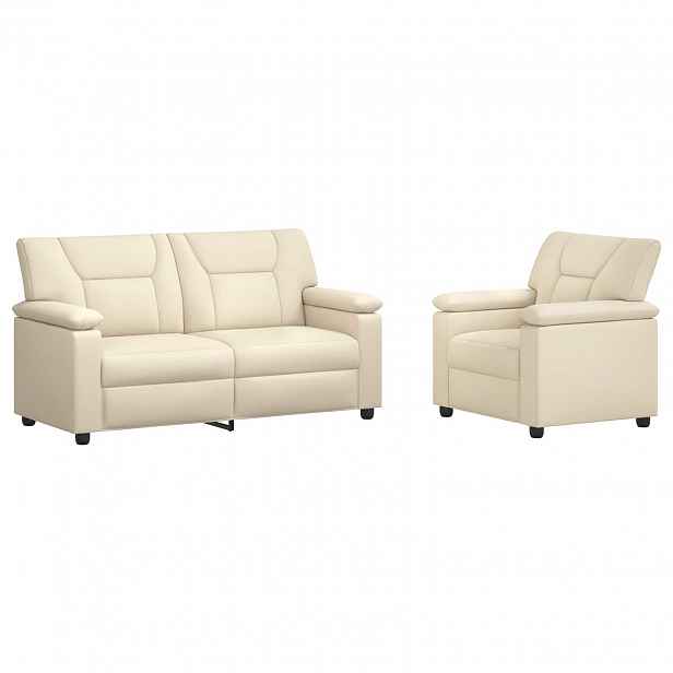vidaXL Set pohovek 2 pcs Krémová Umělá kůže