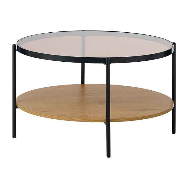 Kulatý konferenční stolek se skleněnou deskou v přírodní barvě ø 84 cm Hassel – Unique Furniture