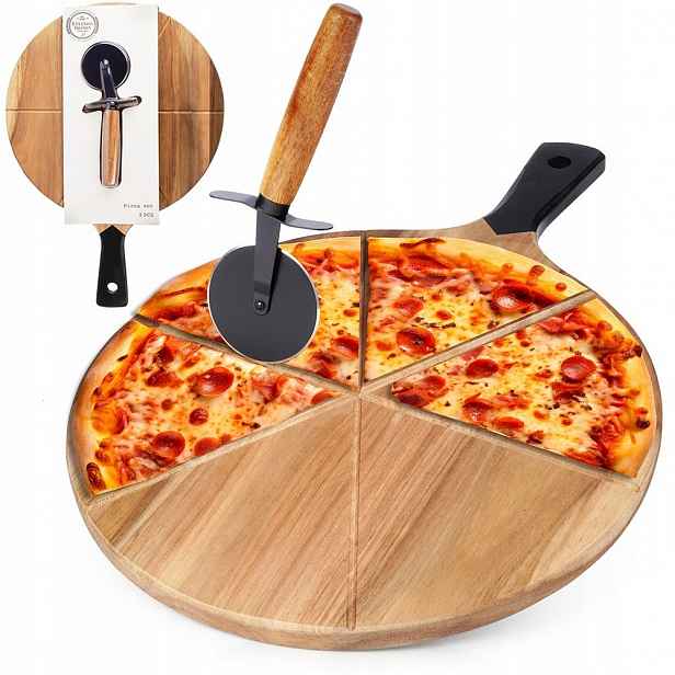 Prkénko na krájení Pizzy, servírování, podávání nůž, nůž, radýlko na krájení