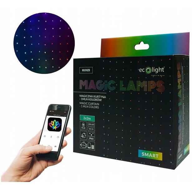 Rgb vánoční opona barevná, světelná, magická světla, 2 x 2 m, dlouhá, 400 Led