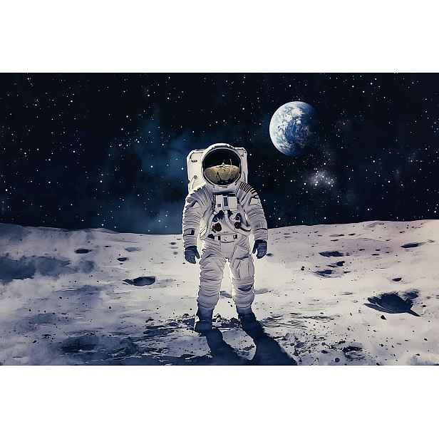 Vliesová fototapeta Vesmír Měsíc Astronaut Mise Apollo 208x146 130g
