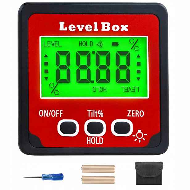 Digitální LCD úhloměr, vodotěsný inklinometr IP54