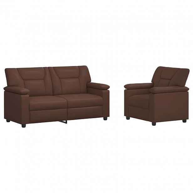 vidaXL Set pohovek 2 pcs Hnědá Umělá kůže