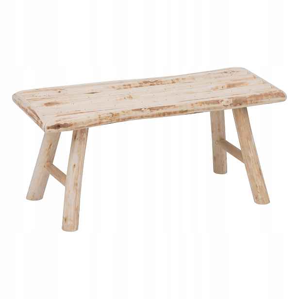 Dřevěná rustikální lavička 70x27 cm béžová, stabilní, do předsíně, pevná