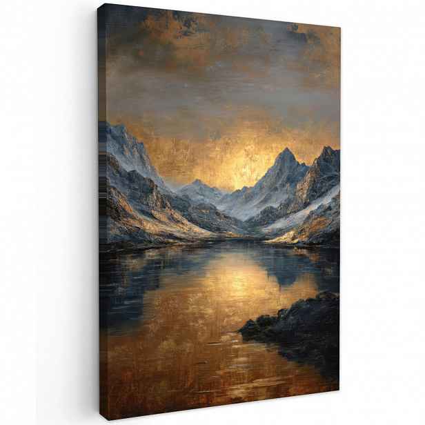 MuchoWow OBRAZ NA PLÁTNĚ Horská scenérie se zlatým západem slunce 40x60 cm