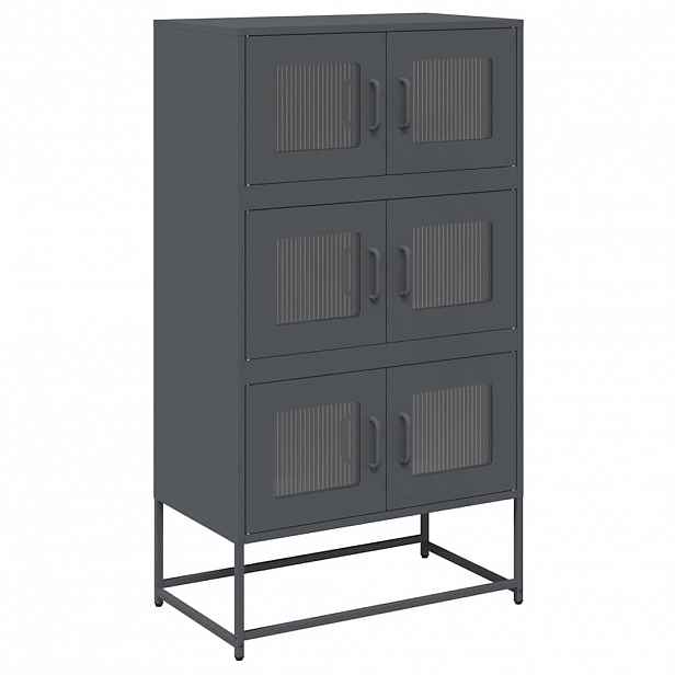 vidaXL Skříň highboard antracitová 68x39x123 cm ocel