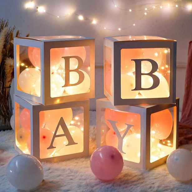 Baby Shower Krabičky, Holčička, Led Balónky, Velikost 34 Ks