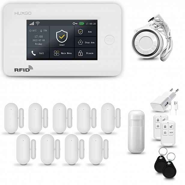 Bezdrátový alarm WiFi+ Gsm 4G s aplikací Tuya, sada Huxgo HXA006 D9PS