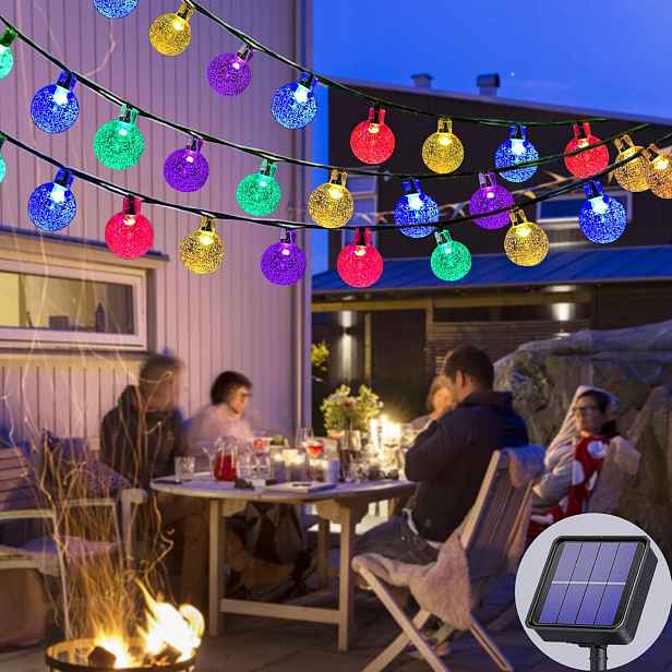 Led Solární Girlanda 30 Diod IP65 Vícebarevná