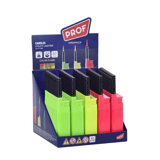 PROHOME - Zapalovač 12x2,5x1cm PROF různé barvy